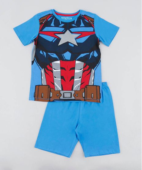 Pijama-Infantil-Capitao-America-Manga-Curta-Azul-9476324-Azul_1