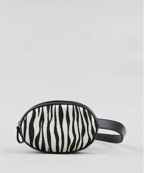 Pochete-Feminina-com-Pelo-Animal-Print-Preta-9439382-Preto_1