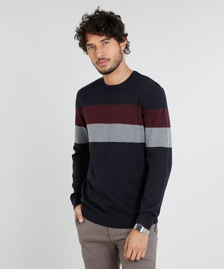 Sueter-Masculino-em-Trico-com-Listras-Azul-Marinho-9364115-Azul_Marinho_1