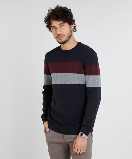 Sueter-Masculino-em-Trico-com-Listras-Azul-Marinho-9364115-Azul_Marinho_1