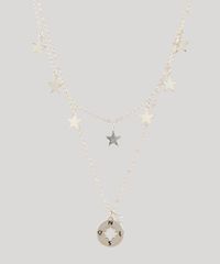 Colar-Feminino-Duplo-com-Pingentes-de-Estrela-Dourado-9435991-Dourado_1