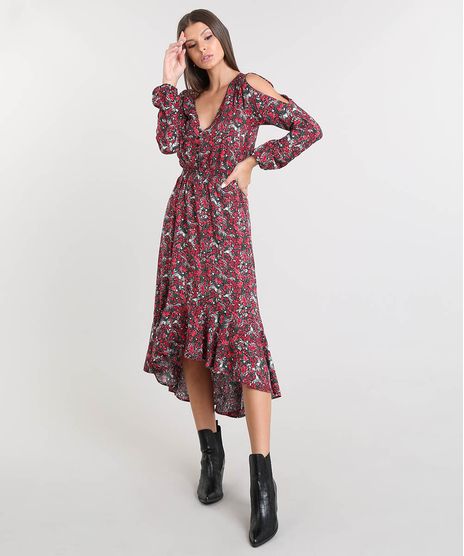 Vestido-Feminino-Midi-Open-Shoulder-Estampado-Floral-com-Babado-Manga-Longa-Preto-9368724-Preto_1