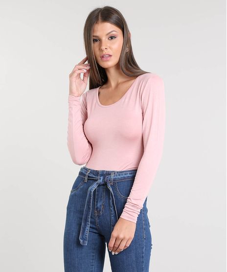 Blusa-Feminina-Basica-Manga-Longa-Decote-Redondo-Rose-8578638-Rose_1