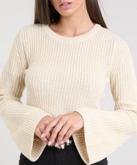Sueter-Feminino-Cropped-em-Trico-Manga-Sino-Decote-Redondo-Bege-Claro-9345253-Bege_Claro_4