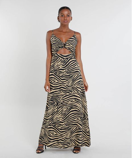 Vestido-Feminino-Mindset-Longo-Estampado-Animal-Print-com-Fenda-Bege-9544639-Bege_1