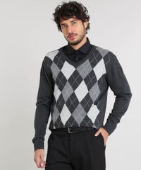Sueter-Masculino-em-Trico-Estampado-Xadrez-Argyle-Gola-V-Cinza-Mescla-Escuro-8855363-Cinza_Mescla_Escuro_1 Sueter-Masculino-em-Trico-Estampado-Xadrez-Argyle-Gola-V-Cinza-Mescla-Escuro-8855363-Cinza_Mescla_Escuro_1