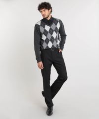 Sueter-Masculino-em-Trico-Estampado-Xadrez-Argyle-Gola-V-Cinza-Mescla-Escuro-8855363-Cinza_Mescla_Escuro_3 Sueter-Masculino-em-Trico-Estampado-Xadrez-Argyle-Gola-V-Cinza-Mescla-Escuro-8855363-Cinza_Mescla_Escuro_3