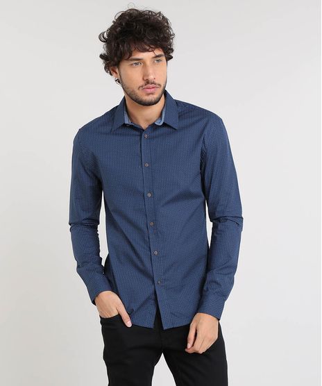 Camisa-Masculina-Slim-Estampada-Poa-Manga-Longa-Azul-Marinho-9167872-Azul_Marinho_1