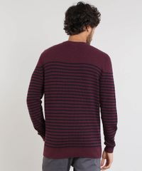 Sueter-Masculino-em-Trico-Listrado-Gola-Careca-Vinho-9349170-Vinho_2