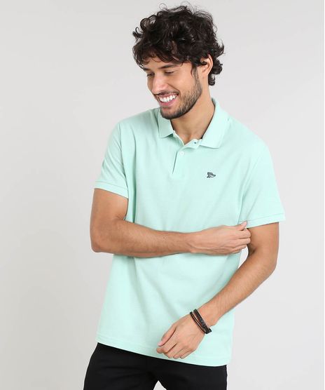 Polo-Masculina-Basica-em-Piquet-Manga-Curta-Verde-Claro-9449827-Verde_Claro_1