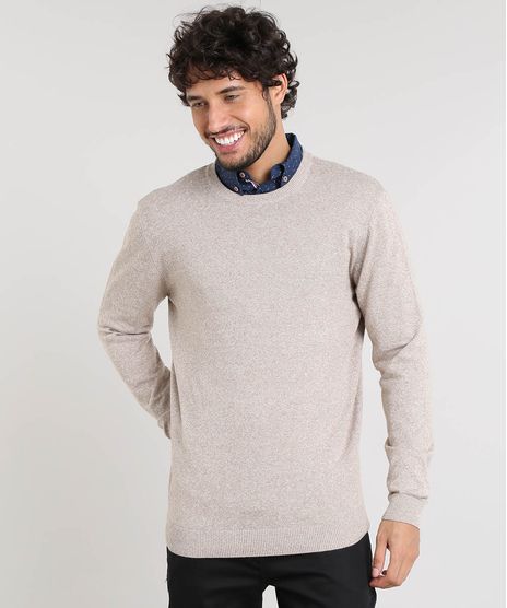 Sueter-Masculino-Basico-em-Trico-Bege-9364114-Bege_1