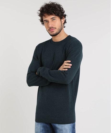 Sueter-Masculino-Basico-em-Trico-Verde-Escuro-9364114-Verde_Escuro_1