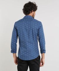 Camisa-Masculina-Slim-Estampada-Mini-Print-Manga-Longa-Azul-9253787-Azul_2