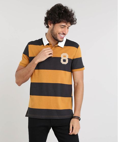 Polo-Masculina-Listrada-com-Patch-Manga-Curta-Caramelo-9445551-Caramelo_1