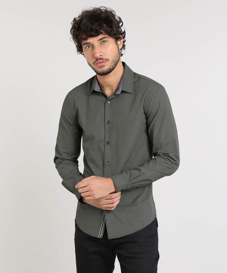 Camisa-Masculina-Slim-Estampada-Mini-Print-Manga-Longa-Preta-9253786-Preto_1
