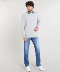 Sueter-Masculino-Basico-em-Trico-Cinza-Mescla-Claro-9364113-Cinza_Mescla_Claro_3
