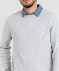 Sueter-Masculino-Basico-em-Trico-Cinza-Mescla-Claro-9364113-Cinza_Mescla_Claro_4