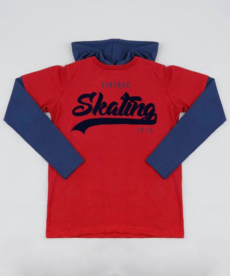 Camiseta-Infantil--Vintage-Skating--com-Capuz-Manga-Longa-Vermelha-9440390-Vermelho_1