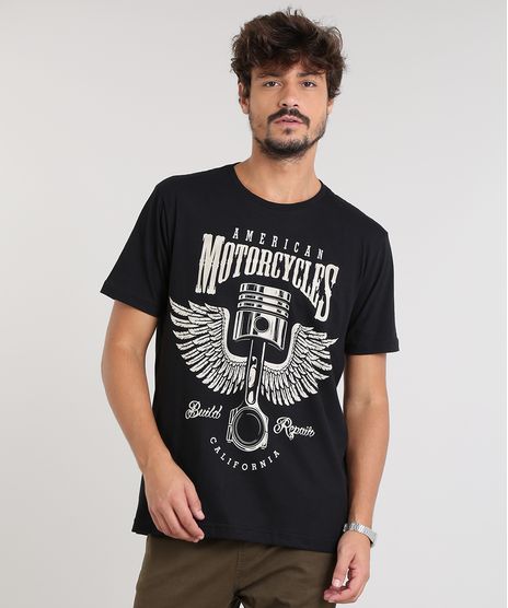 Camiseta-Masculina--American-Motorcycles--Manga-Curta-Gola-Careca-Preta-9451871-Preto_1