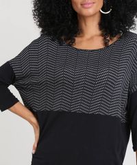 Blusa-Feminina-Estampada-com-Recortes-Manga-3-4-Preta-9453145-Preto_4