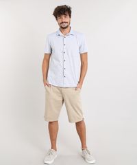 Camisa-Masculina-Listrada-com-Bolso-Manga-Curta-Cinza-Mescla-Claro-9455019-Cinza_Mescla_Claro_3