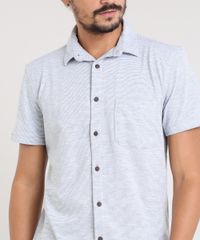 Camisa-Masculina-Listrada-com-Bolso-Manga-Curta-Cinza-Mescla-Claro-9455019-Cinza_Mescla_Claro_4
