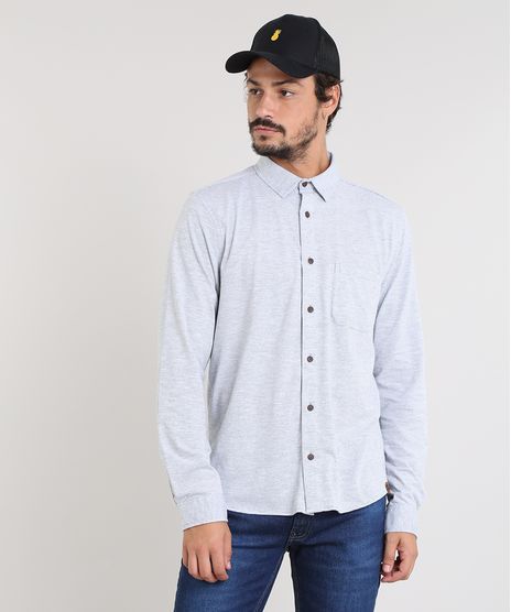 Camisa-Masculina-Listrada-com-Bolso-Manga-Longa-Cinza-Mescla-Claro-9455021-Cinza_Mescla_Claro_1