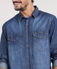 Camisa-Jeans-Masculina-com-Bolsos-Manga-Longa-Azul-Escuro-9449455-Azul_Escuro_4