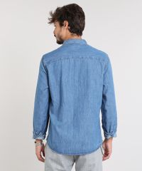 Camisa-Jeans-Masculina-com-Bolsos-Manga-Longa-Azul-Medio-9449456-Azul_Medio_2