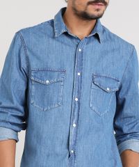 Camisa-Jeans-Masculina-com-Bolsos-Manga-Longa-Azul-Medio-9449456-Azul_Medio_4