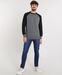 Sueter-Masculino-Raglan-em-Trico-com-Bolso-Gola-Redonda-Cinza-Mescla-Escuro-8865713-Cinza_Mescla_Escuro_1_3