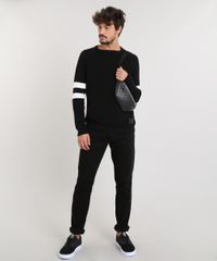 Sueter-Masculino-com-Listras-e-Textura-em-Trico-Gola-Careca-Preto-9343107-Preto_3