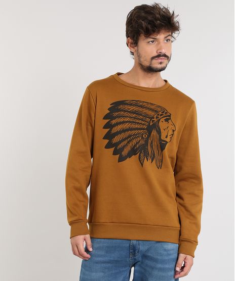 Blusao-Masculino-Indio-em-Moletom-Gola-Careca-Caramelo-9486884-Caramelo_1