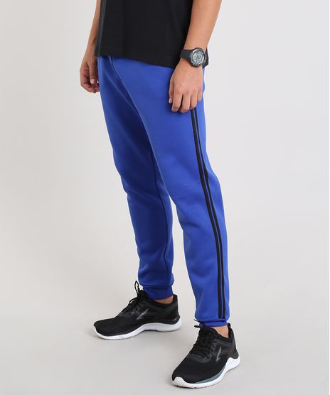 Calca-Masculina-Esportiva-Ace-em-Moletom-com-Faixas-Laterais-Azul-Royal-9335532-Azul_Royal_1
