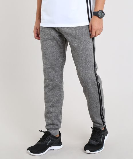 Calca-Masculina-Esportiva-Ace-em-Moletom-com-Faixas-Laterais-Cinza-Mescla-Escuro-9335532-Cinza_Mescla_Escuro_1