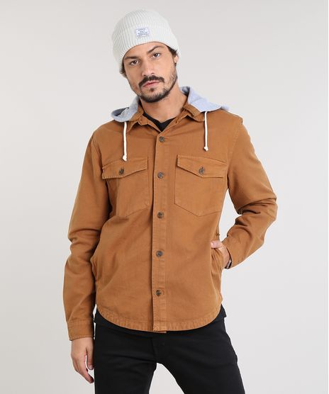 Jaqueta-de-Sarja-Masculina-com-Capuz-Removivel-em-Moletom-Caramelo-9470131-Caramelo_1