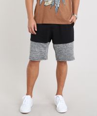 Bermuda-Masculina-Jogger-em-Moletom-com-Recorte-Preta-9466383-Preto_1
