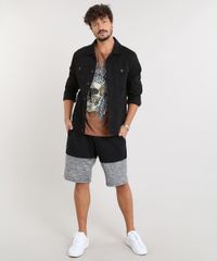 Bermuda-Masculina-Jogger-em-Moletom-com-Recorte-Preta-9466383-Preto_3