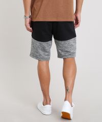 Bermuda-Masculina-Jogger-em-Moletom-com-Recorte-Preta-9466383-Preto_4