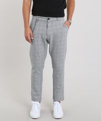 Calca-Masculina-Slim-Cropped-Estampada-Xadrez-com-Corrente-Cinza-Mescla-9449457-Cinza_Mescla_1