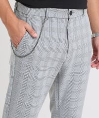 Calca-Masculina-Slim-Cropped-Estampada-Xadrez-com-Corrente-Cinza-Mescla-9449457-Cinza_Mescla_2