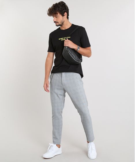 calça de alfaiataria cropped masculina