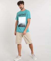 Camiseta-Masculina-com-Estampa-de-Praia-Manga-Curta-Gola-Careca-Verde-9434987-Verde_3
