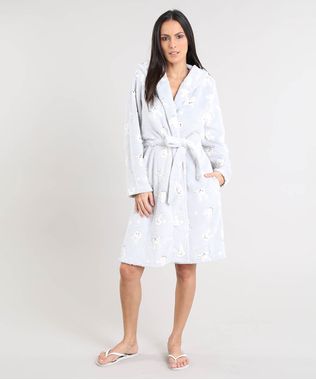 Roupao-Feminino-em-Fleece-Estampado-de-Coelho-com-Capuz-Manga-Longa-Cinza-Claro-9371919-Cinza_Claro_1
