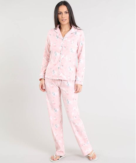 Pijama-de-Inverno-Feminino-Estampado-Floral-em-Fleece-Manga-Longa-Rose-9371450-Rose_1