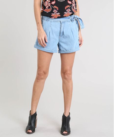 Short-Jeans-Feminino-com-Faixa-para-Amarrar-Azul-Claro-9463463-Azul_Claro_1