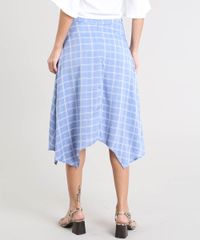 Saia-Feminina-Midi-Estampada-Xadrez-com-Pontas-e-Faixa-para-Amarrar-Azul-Claro-9369909-Azul_Claro_2