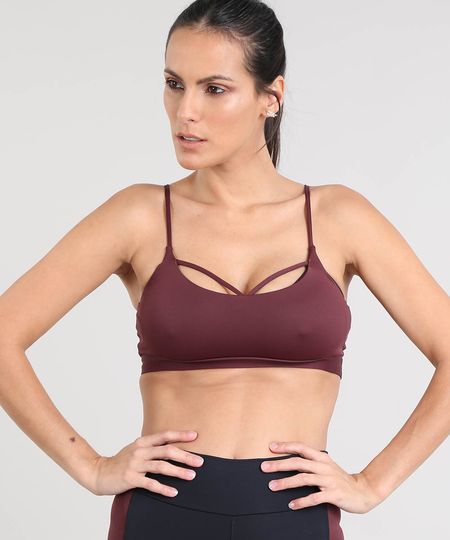 Top Feminino Esportivo Ace com Tiras Bojo Removível Vinho Menor preço em Top Feminino Esportivo Ace com Tiras Bojo Removível Vinho