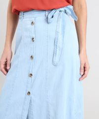 Saia-Jeans-Feminina-Midi-com-Botoes-e-Faixa-para-Amarrar-Azul-Claro-9505772-Azul_Claro_4