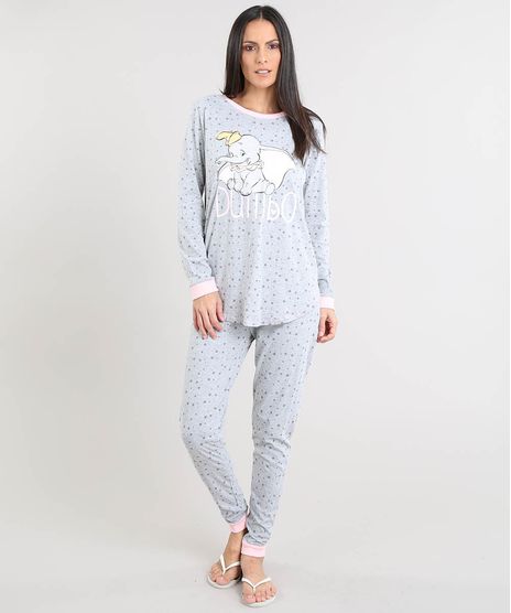 Pijama-Feminino-Dumbo-Estampado-Manga-Longa-Cinza-Mescla-9490015-Cinza_Mescla_1